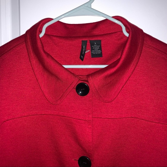 Women’s L New Directions Valentines Red Holiday Cropped 3/4 Sleeve Button Jacket - Picture 2 of 12